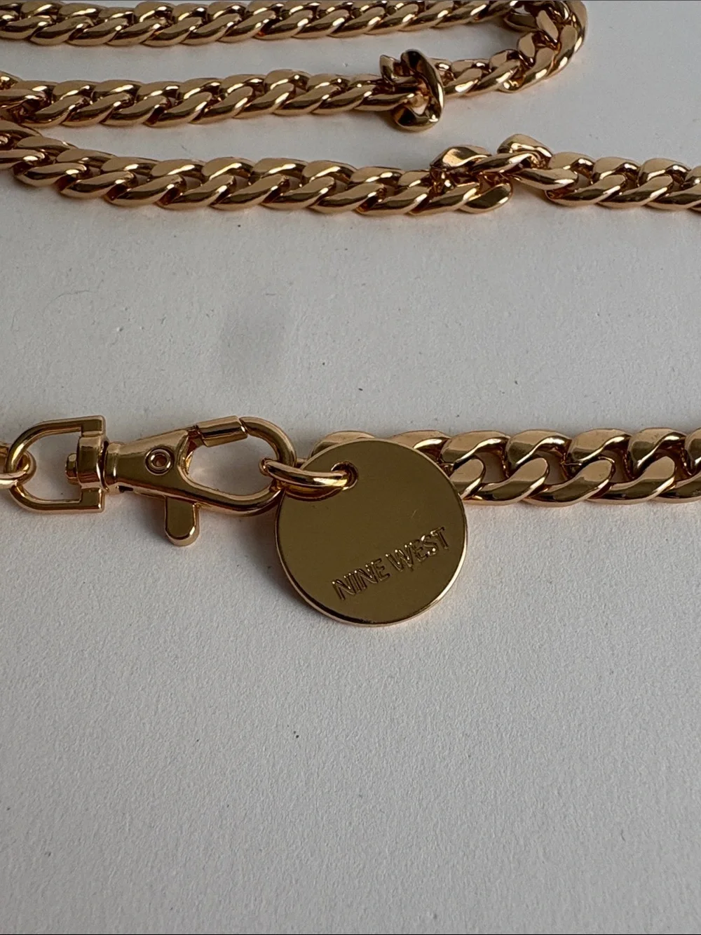 Nine West Gold Tone Chain Belt with Disc Pendant